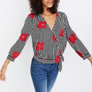 Madewell Wrap Top in Candied Orchids Size S